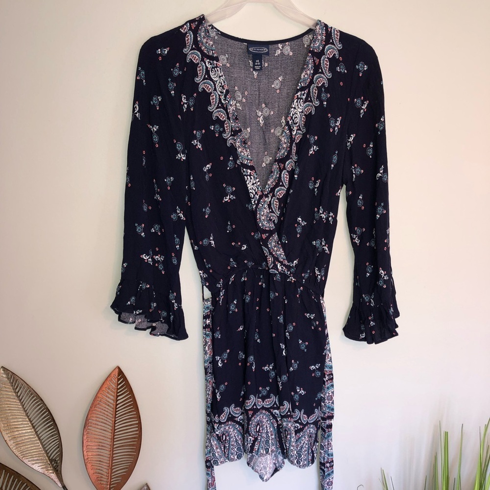 Scoop Belted Tribal Print Cami Romper